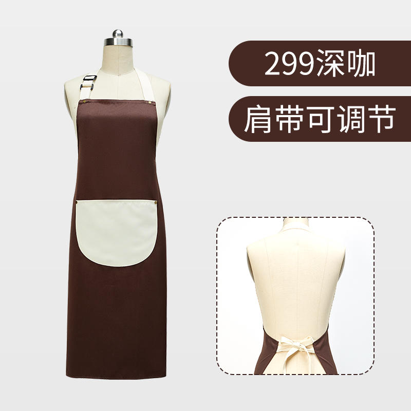 Customized logo best polyester fabric bib with breathable brown adult apron featuring pockets