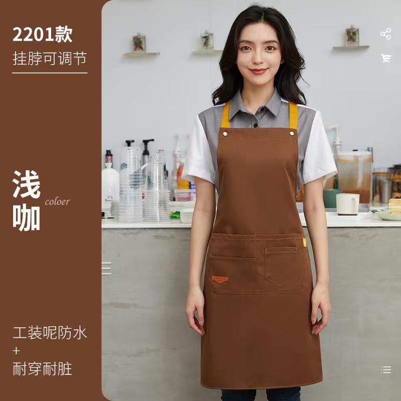 Custom chef uniform apron kitchen custom apron cotton apron for men and women work apron with tool bag for cooking