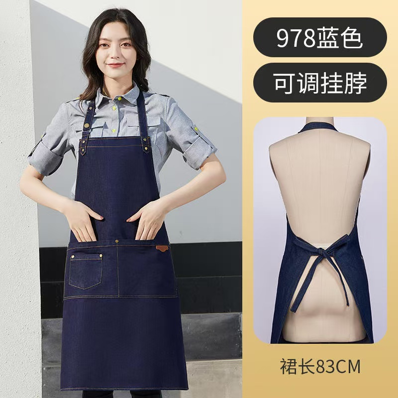 Customized logo high-quality coffee shop barista chef restaurant men's leather garden barbecue denim barber shop canvas work apron