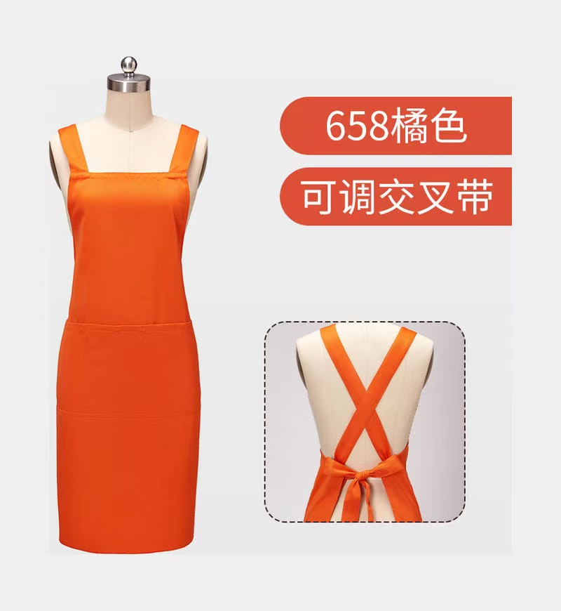 Adjustable custom printed logo design of pure color polyester cooking food, men's and women's garden apron, chef's kitchen apron