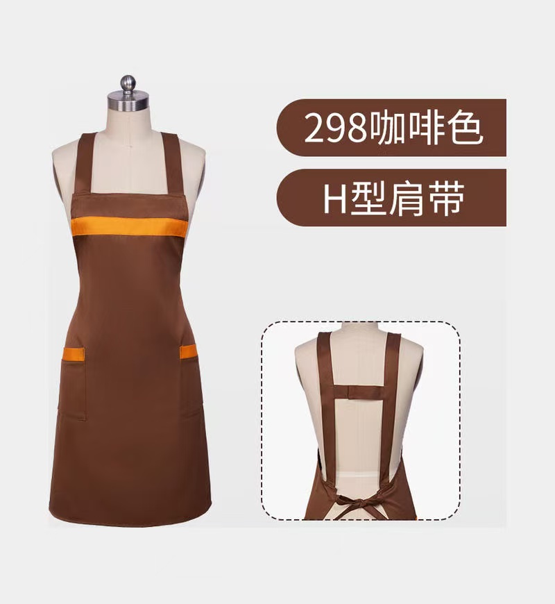 Factory-made custom logo apron, suitable for both men and women. Black apron. Adjustable apron. Kitchen server apron.