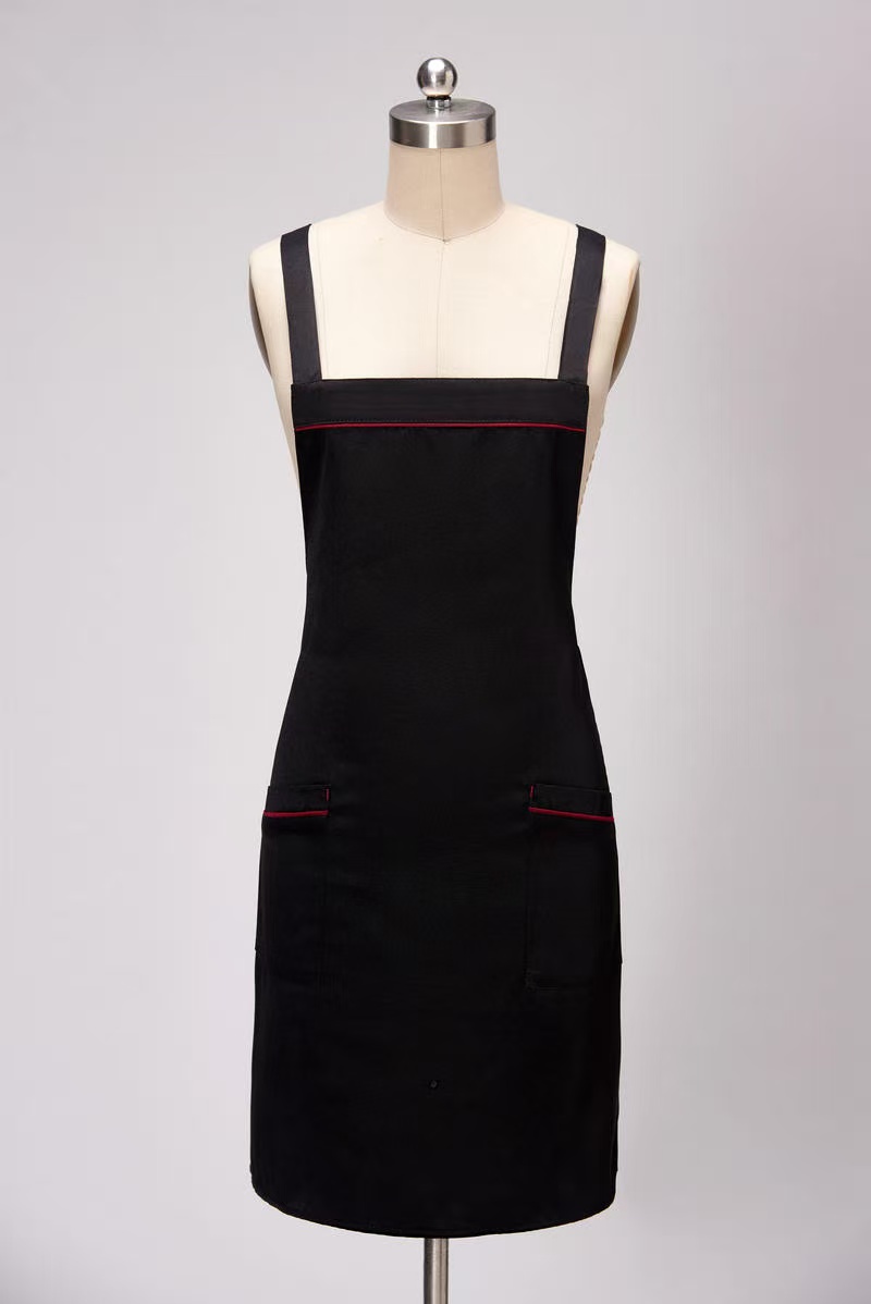 Men's and women's model 100% polyester waterproof adjustable canvas apron for restaurants and bars. Customized logo available.